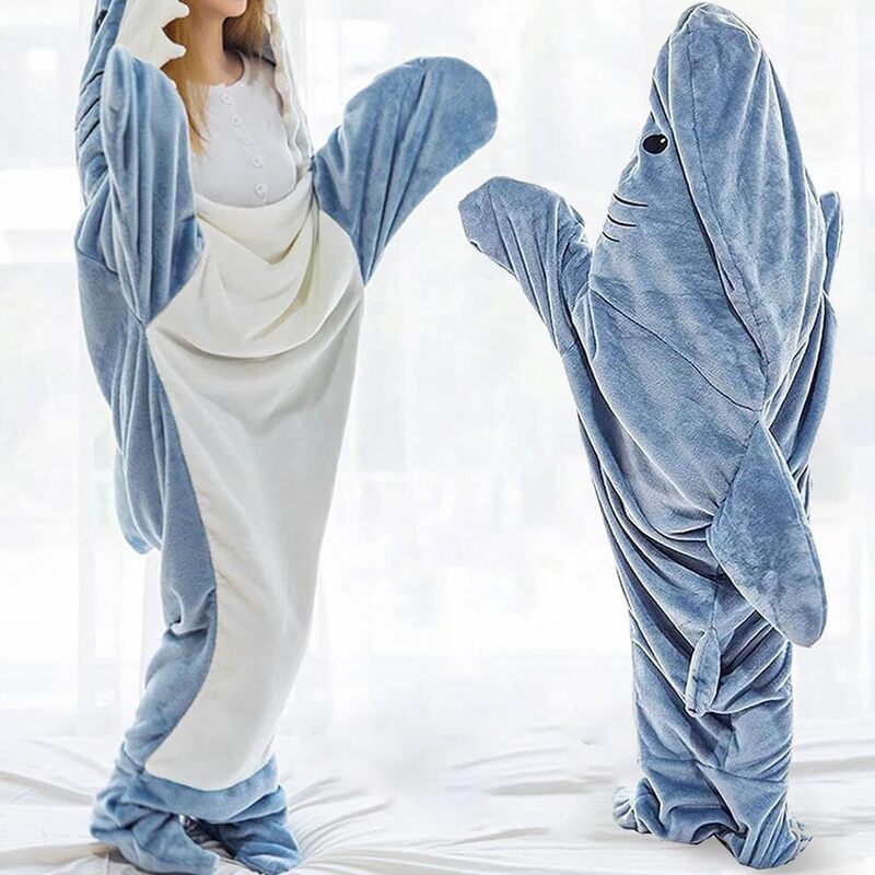 Shark Blanket Hoodie Adult, Wearable Shark Blanket Adult or Shark Sleeping Bag, Super Soft Cozy Flannel
