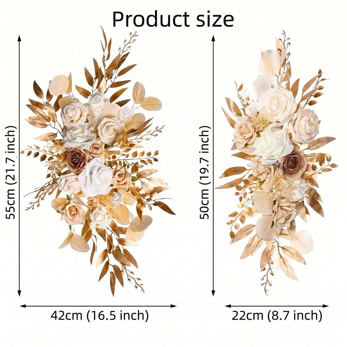 Artificial Rose Wedding Arch Flowers – 2 Pack Realistic Faux Floral Decor for Ceremony Backdrop Welcome Sign Aisle & Reception Decoration