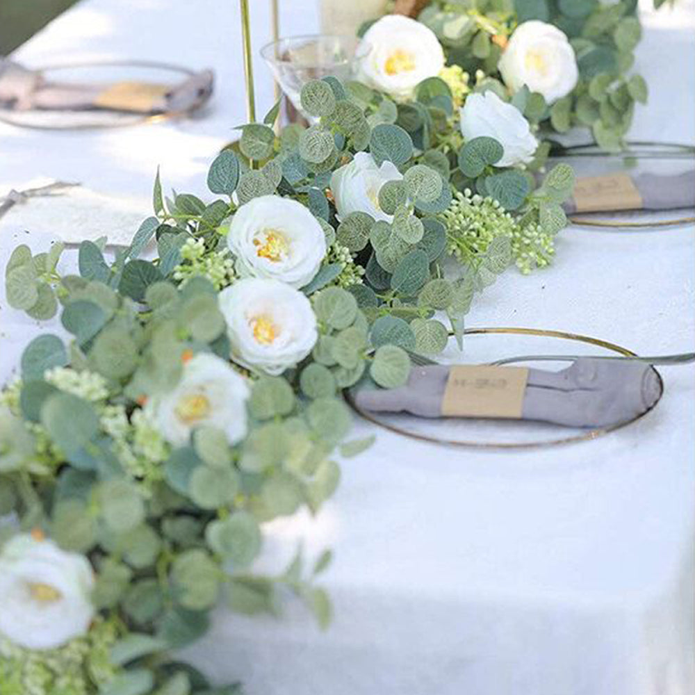 1.8M Artificial Rose Garland Eucalyptus Rattan Money Leaf Fake Green Plants Wedding Hall Home Garden Christmas Party Flower Decor