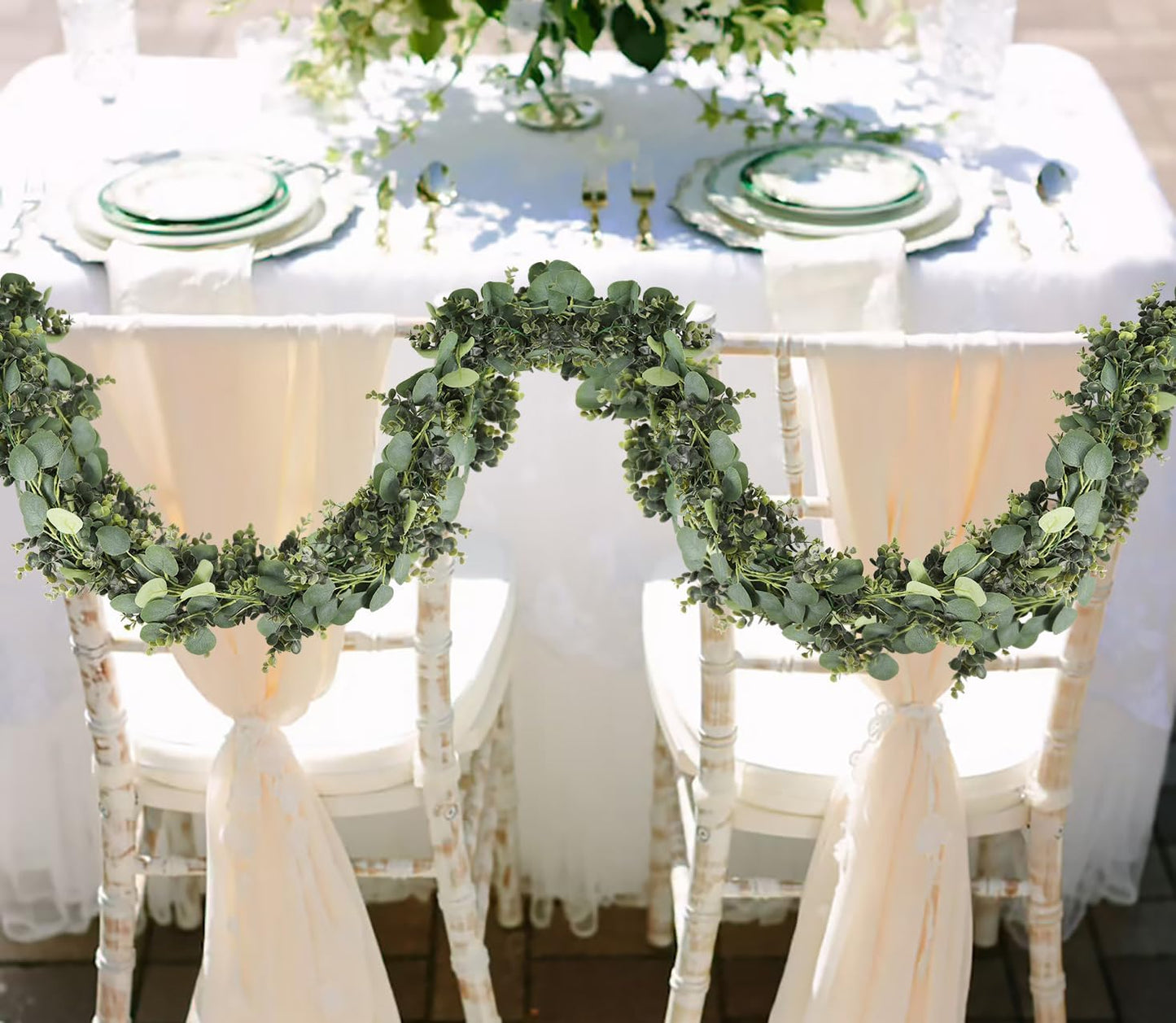 6.2Ft Long Artificial Eucalyptus Garland Fake Silver Dollar Eucalyptus Vines