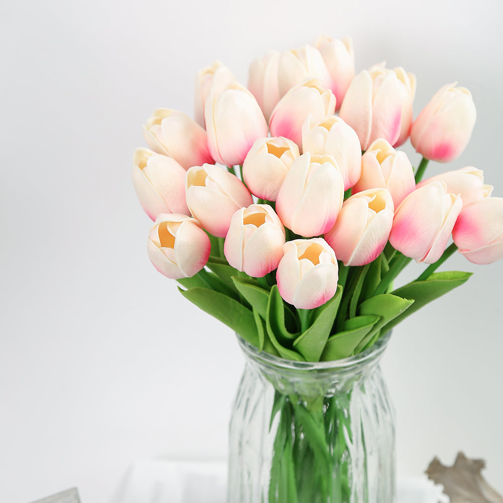 24Pcs Artificial Tulips Real Touch Artificial Flowers Fake Tulips with Long Stems for Wedding Party Home Garden DIY Floral Arrangement Decor