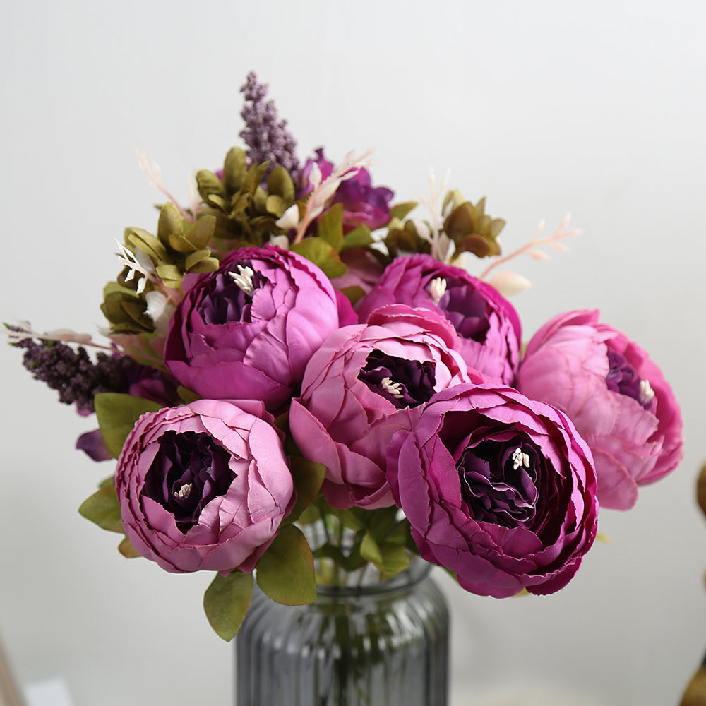 1Bunch Fake Flowers Vintage Artificial Peony Silk Flowers