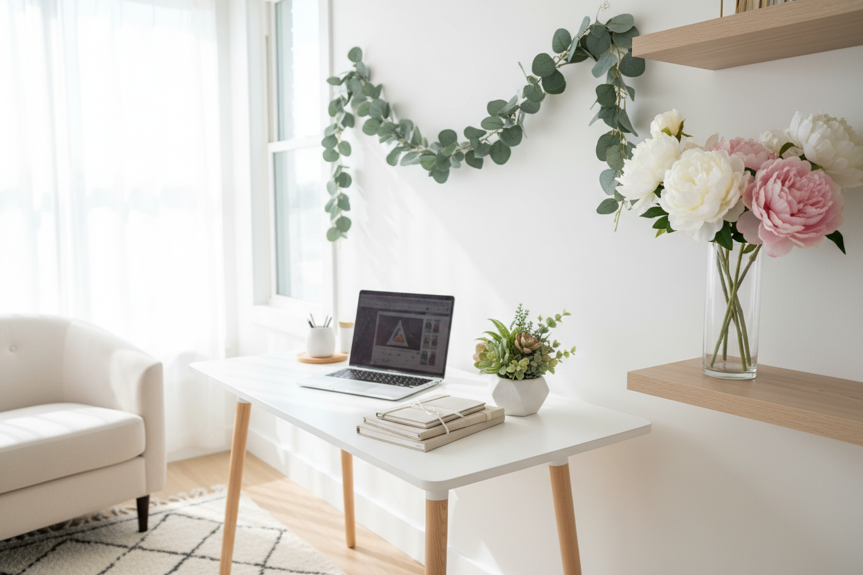 Creative Ways to Incorporate Faux Flowers in Your Home office