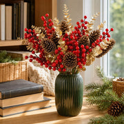 Red Berry and Pinecone Christmas Floral Pick Set
