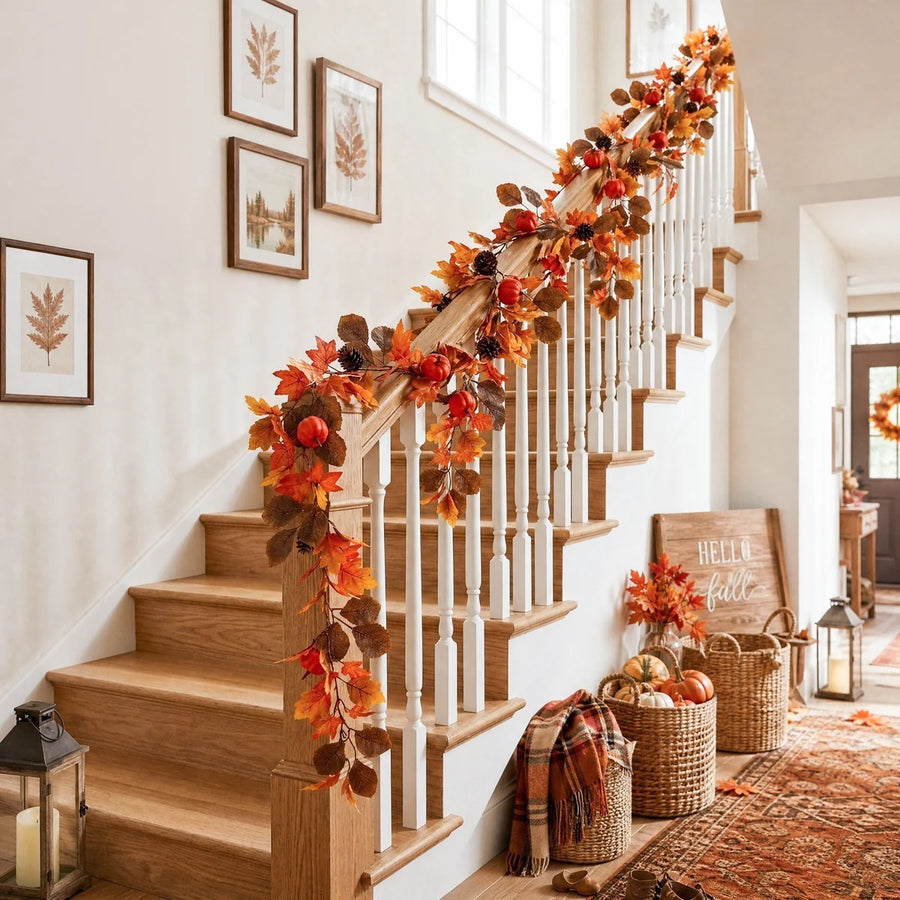 2-Pack 5.9 ft Fall Maple Leaf Garland Collection