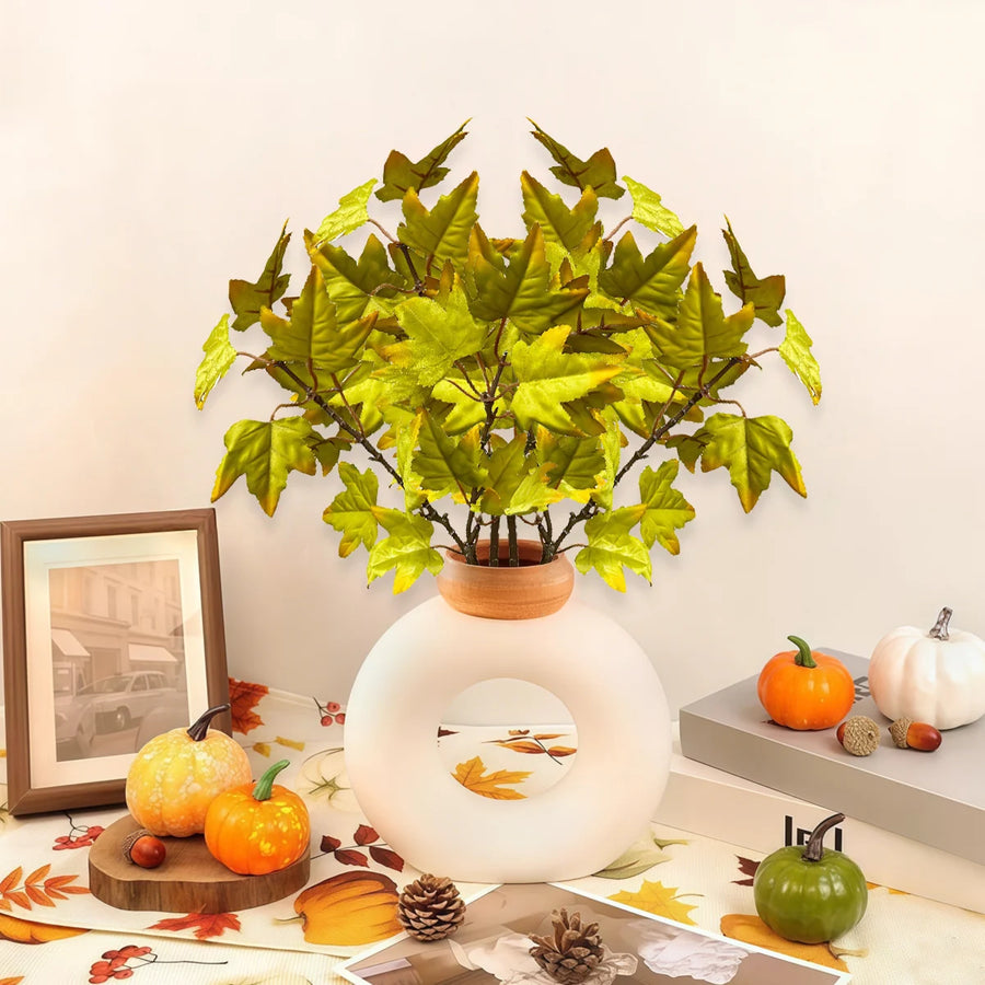 7-Piece Artificial Fall Maple Leaf Stem Set