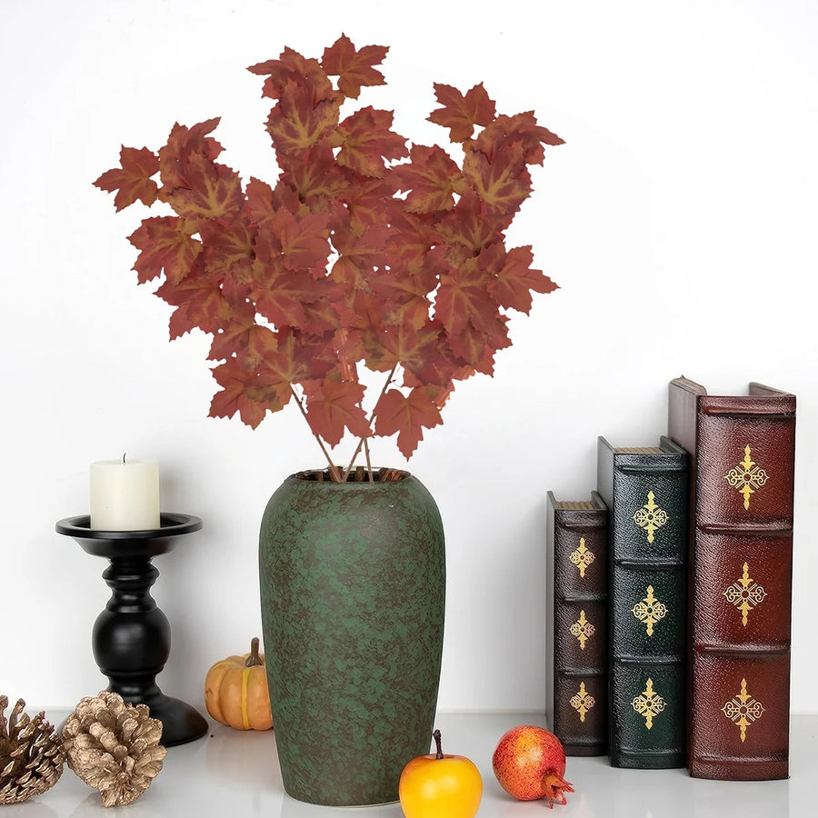 7-Piece Artificial Fall Oak Leaf Stem Set