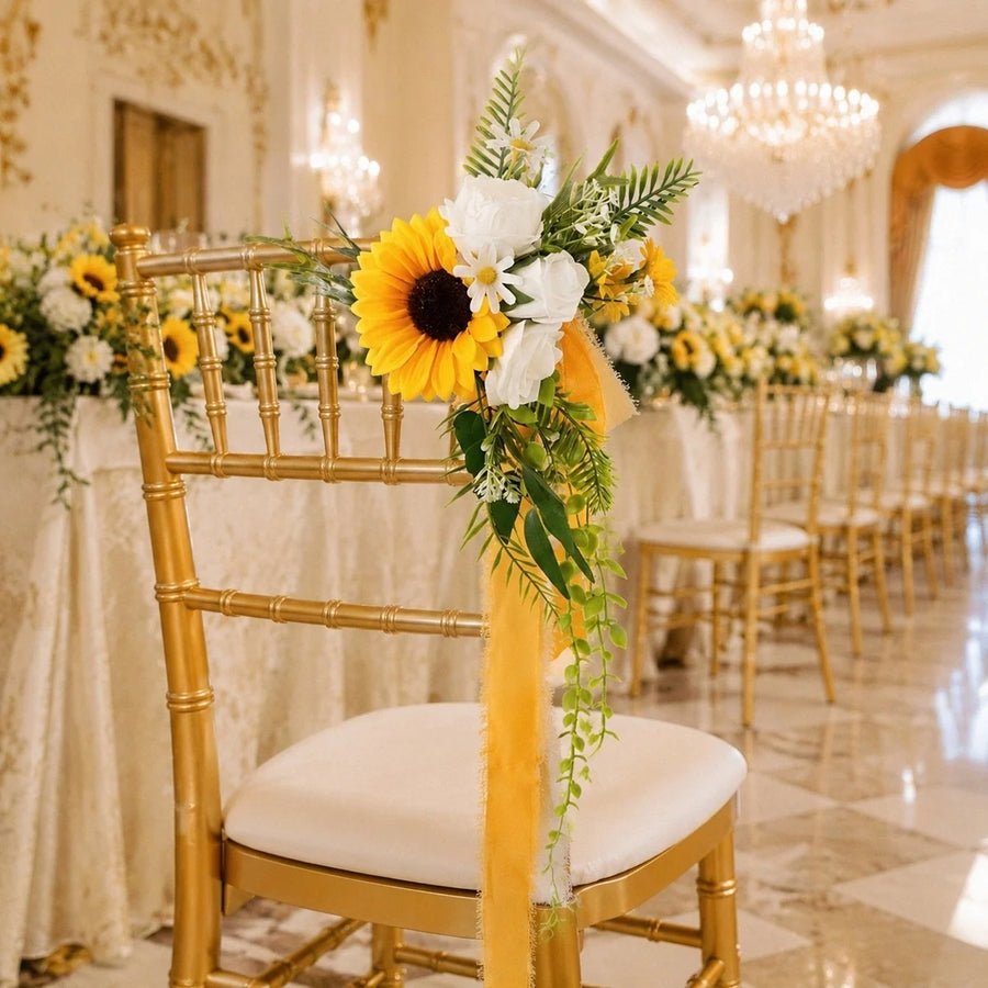 2-Piece Sunflower Wedding Chair Swag Set