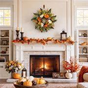 15.7-Inch Peony and Eucalyptus Front Door Wreath