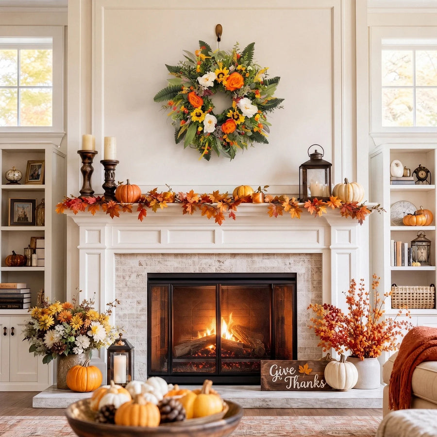 15.7-Inch Peony and Eucalyptus Front Door Wreath