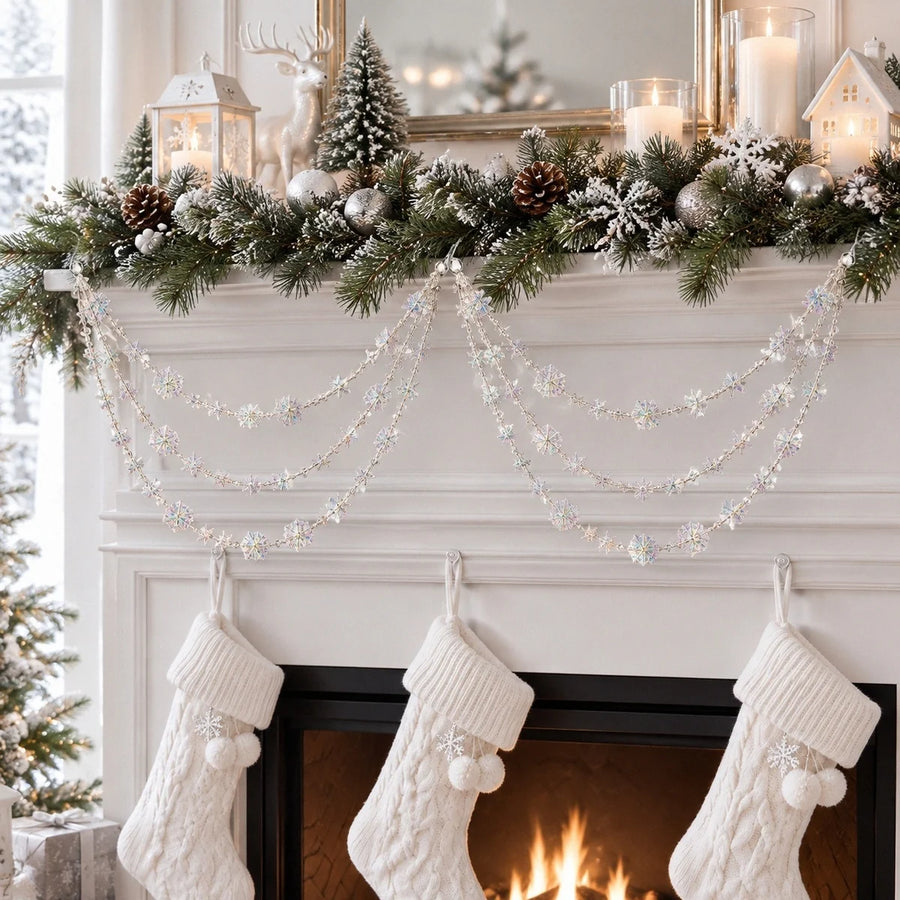 6-Piece Crystal Snowflake Hanging Garland Set