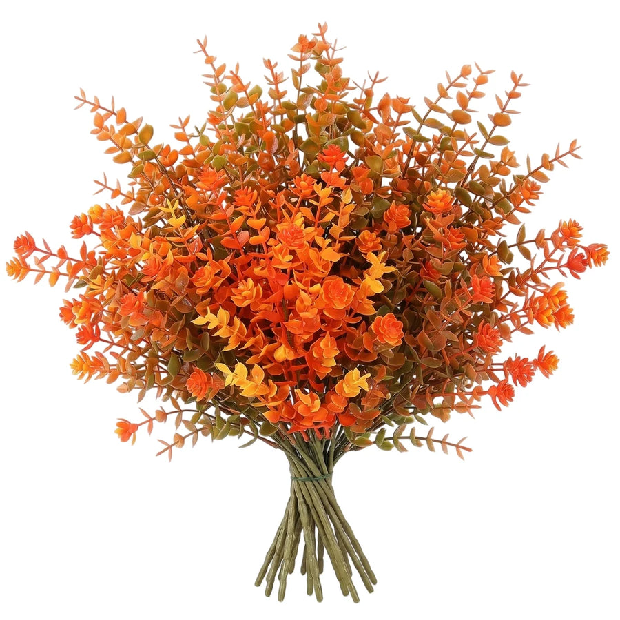 Orange Fall Eucalyptus Floral Stems – Set of 12