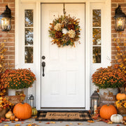 17.7-Inch Hydrangea and Pumpkin Fall Door Wreath