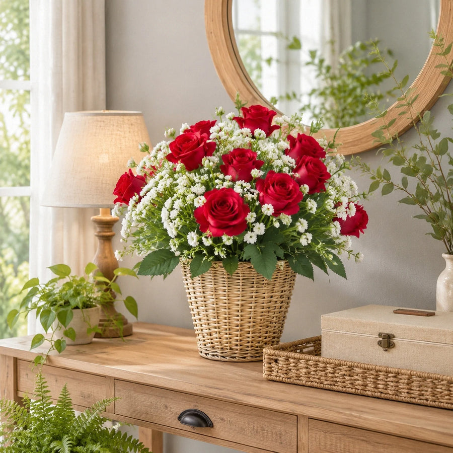 Artificial Rose & Baby’s Breath Flower Bundles
