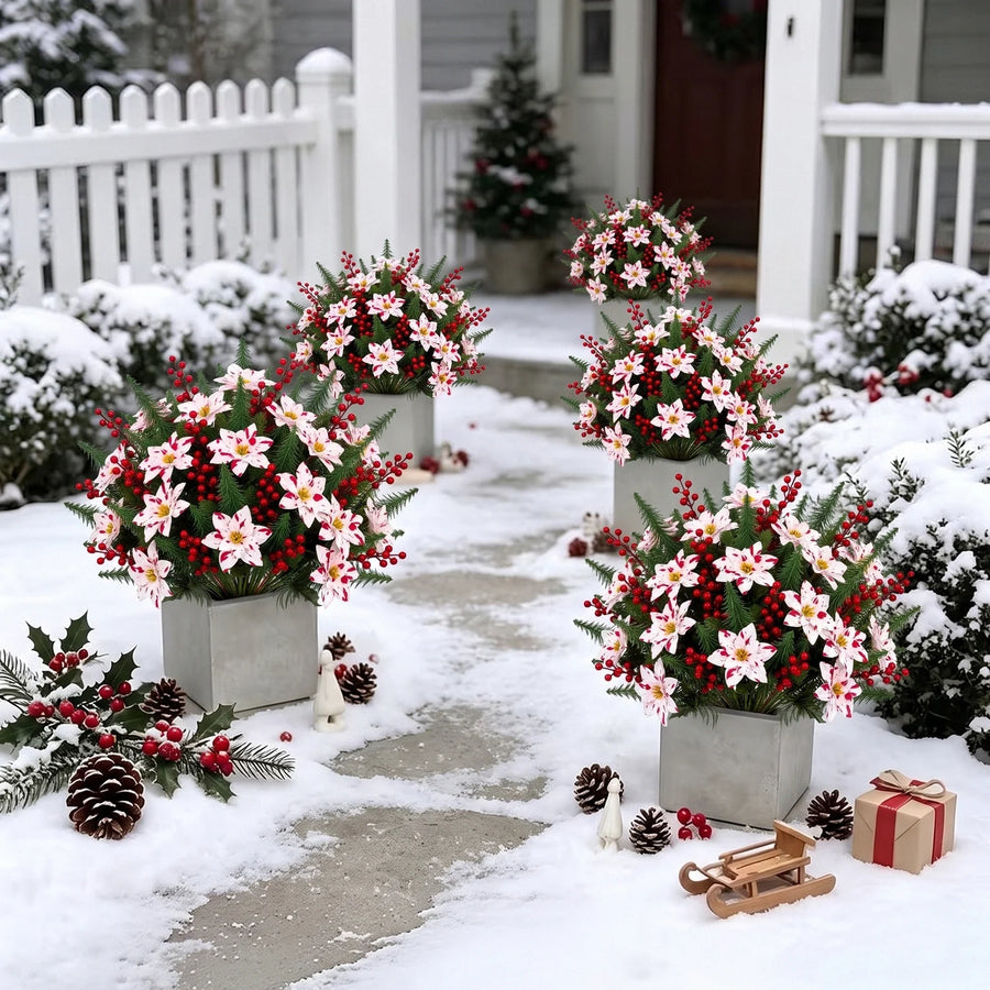 Christmas Poinsettia & Pine Yard Stake Kit