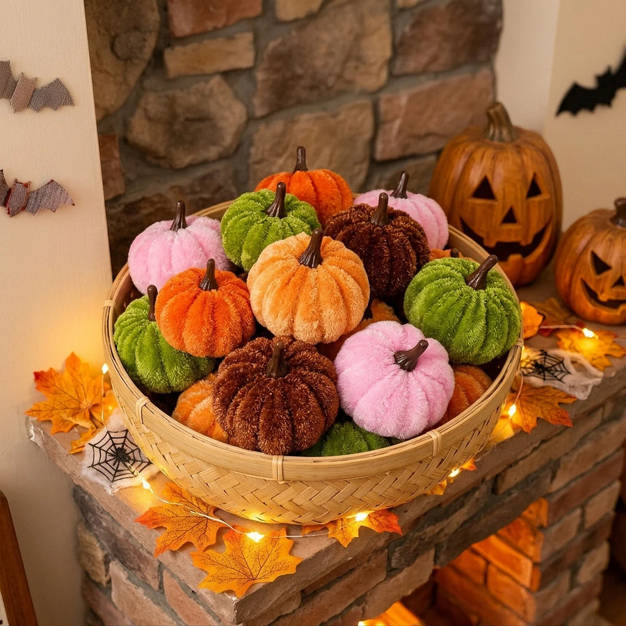 Mini Chenille Fall Pumpkins – Set of 25