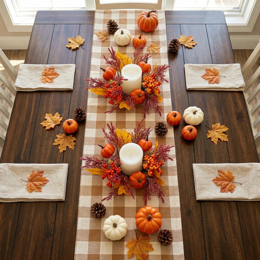 Fall Pumpkin Maple Leaf Candle Rings – Set of 4
