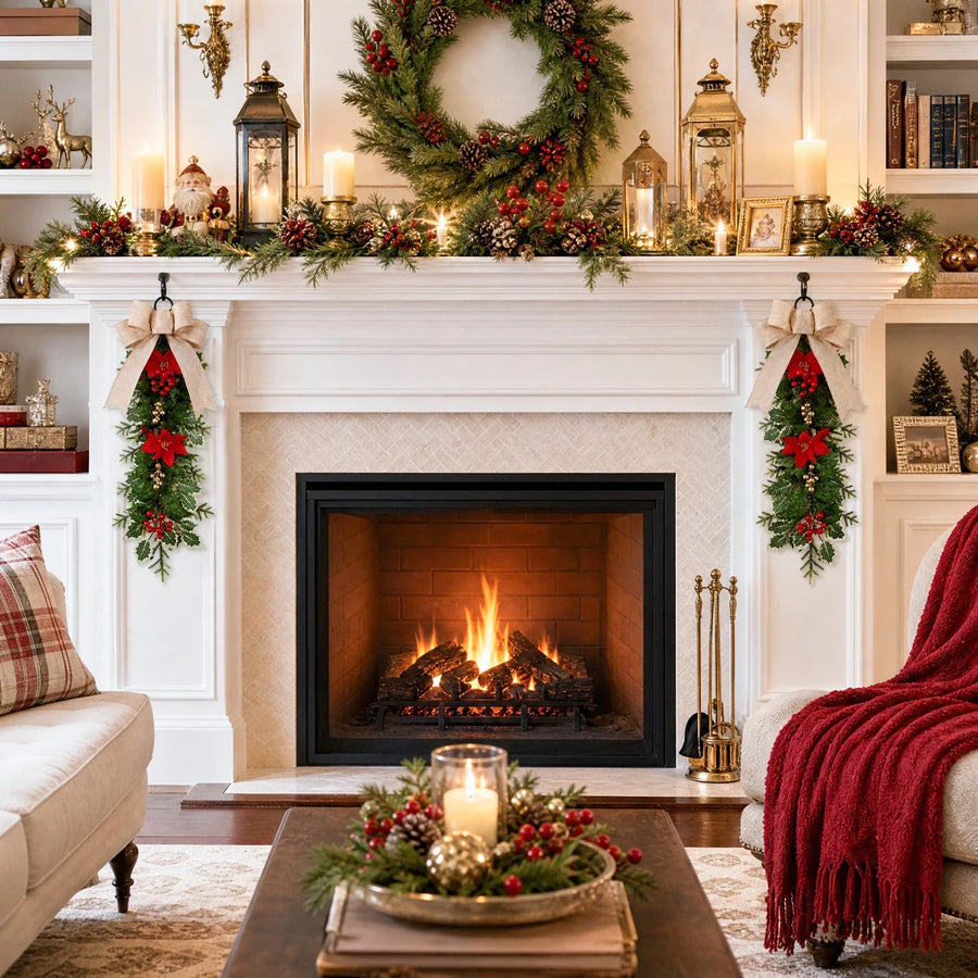 Christmas Pine and Berry Decorative Swag