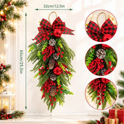 25.5-Inch Plaid Bow Christmas Teardrop Swag