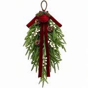 Christmas Pine Door Swag with Burgundy Bow