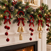 2-Piece Velvet Bow Christmas Hanging Wreath Set