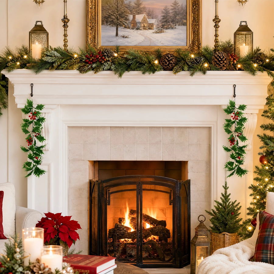 Artificial Holly Hanging Sprig Set