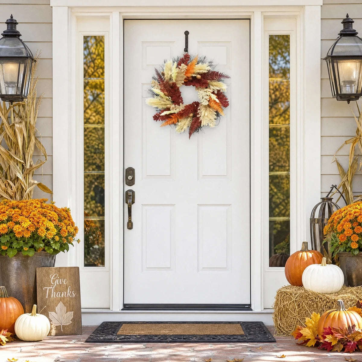Pampas Leaf and Pepper Berry Fall Door Wreath
