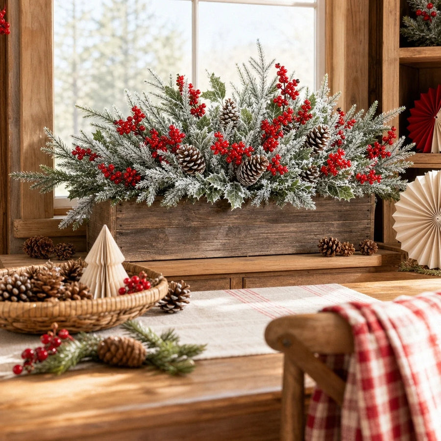 6-Bundle Snowy Cedar & Red Berry Pick Set