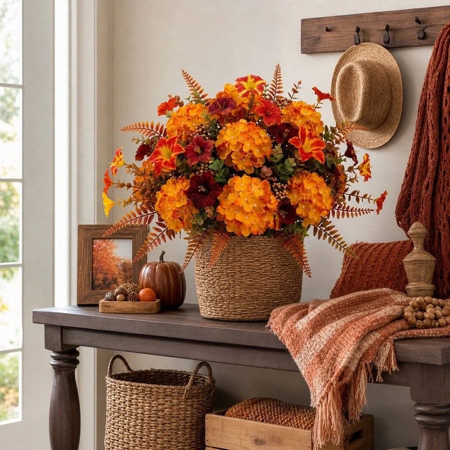 36-Piece Autumn Hydrangea & Eucalyptus Flower Set