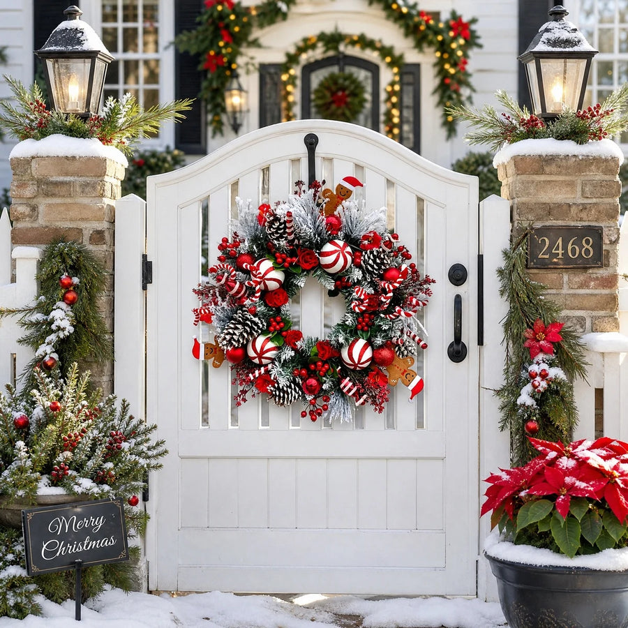 Peppermint Christmas Front Door Wreath