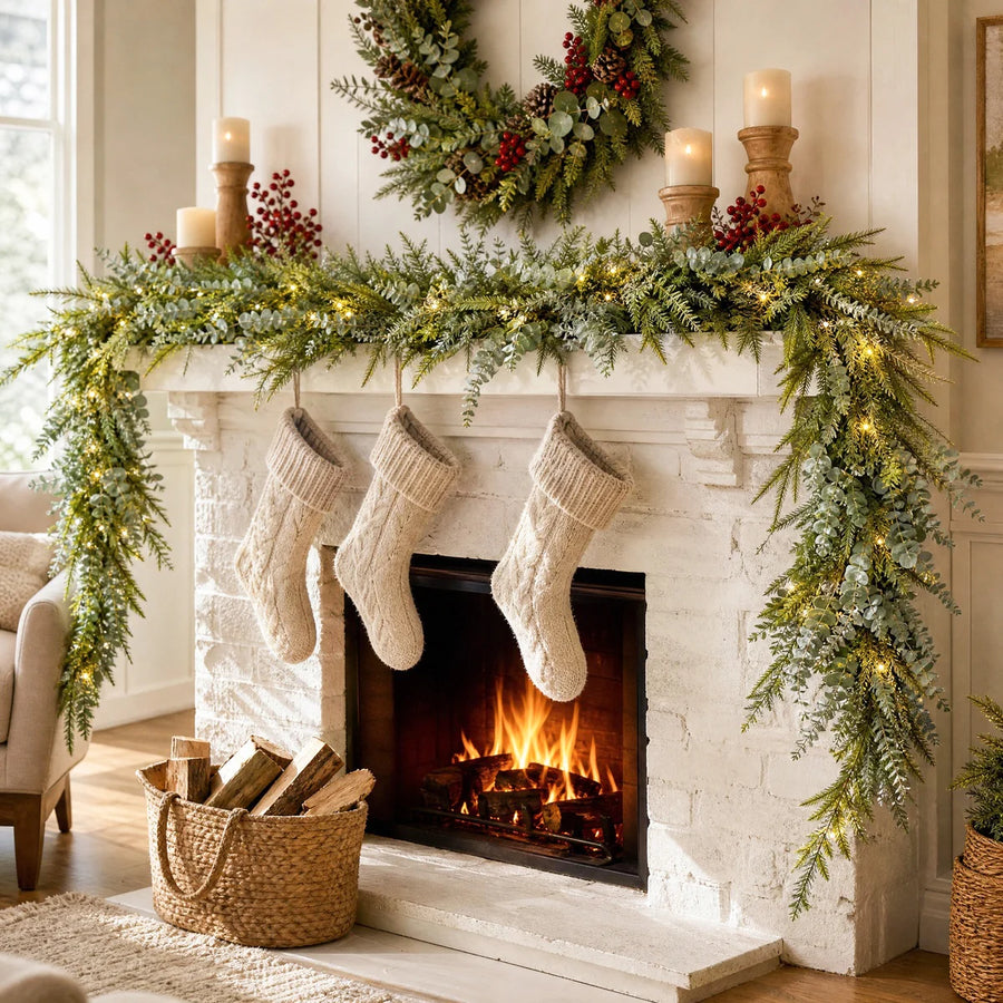 4-Piece Norfolk Pine Christmas Greenery Garland Set