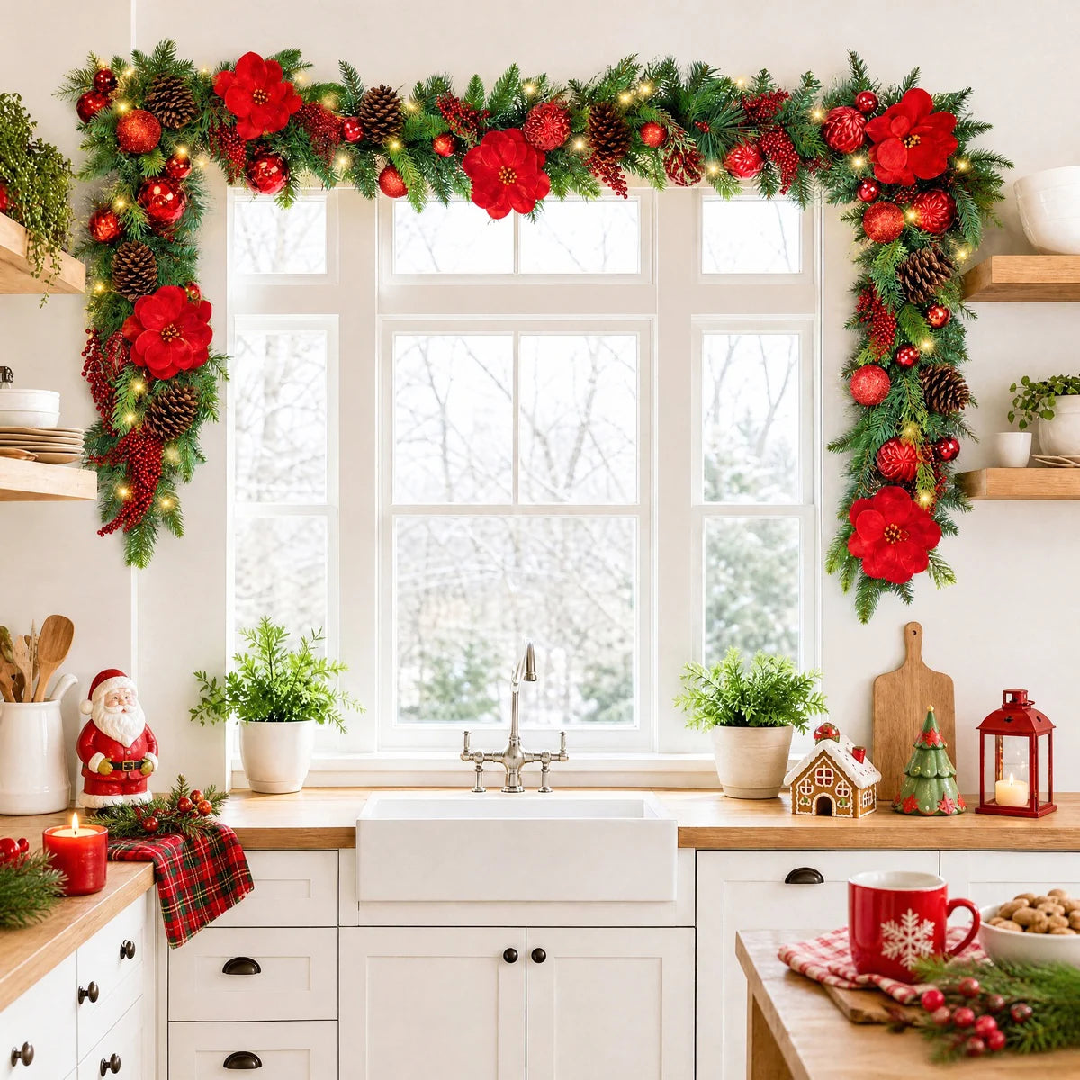 5.9-Foot Lighted Gold Christmas Garland