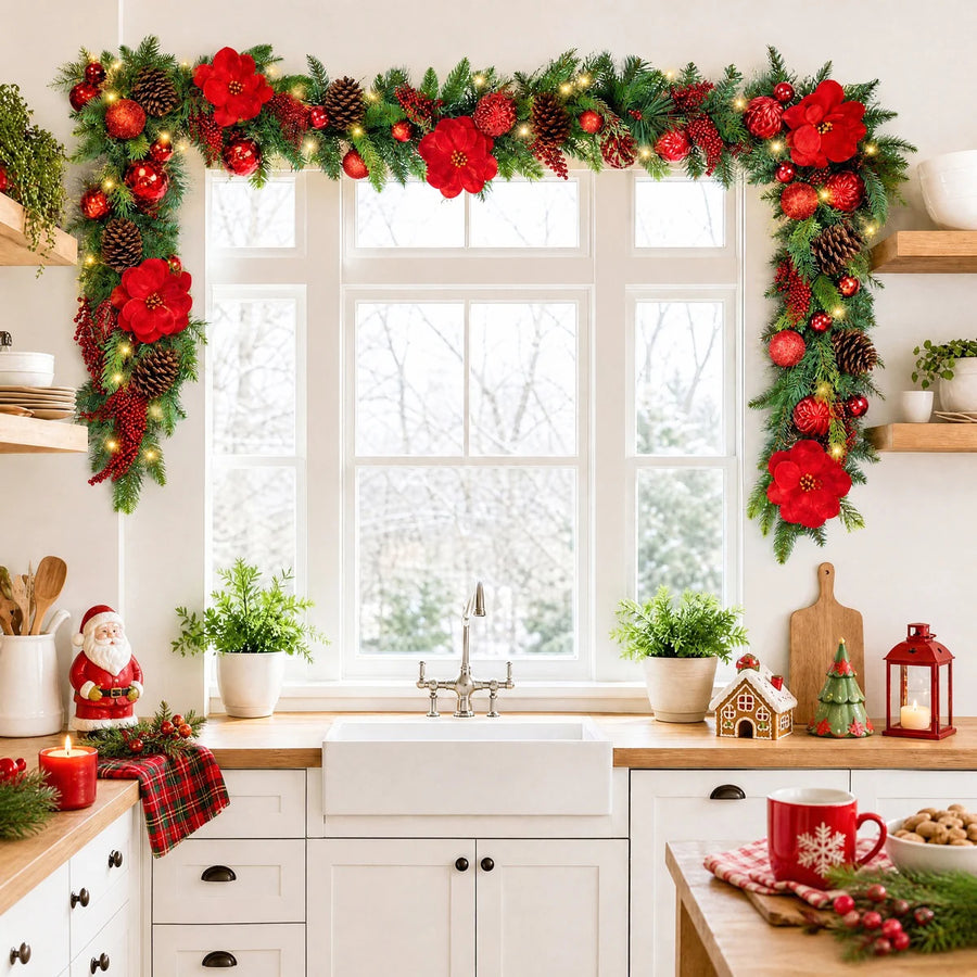 5.9-Foot Lighted Gold Christmas Garland