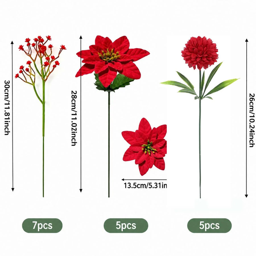 17-Piece Red Velvet Ball Christmas Floral Bouquet