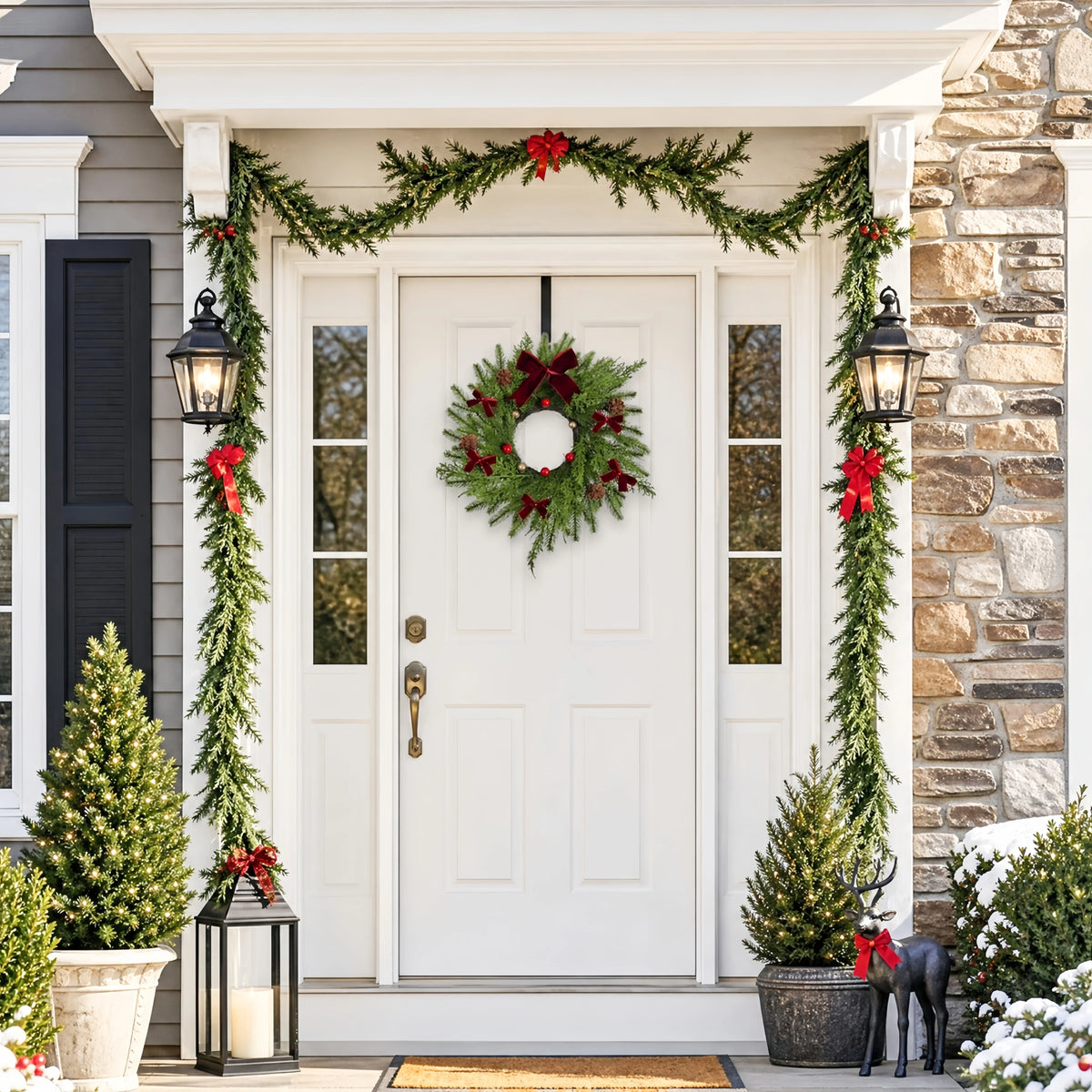 Christmas Front Door Garland and Wreath Set