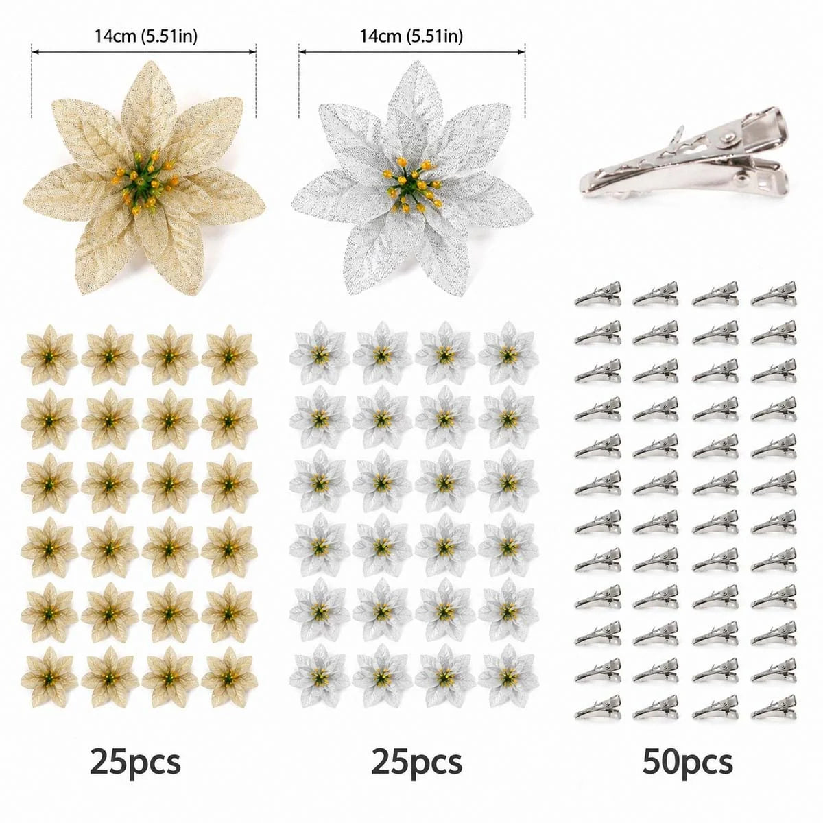 100-Piece Poinsettia Christmas Floral Craft Kit