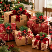 Red Berry Christmas Gift Bow Decoration Set – 20 Pcs