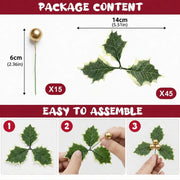 60-Piece Holly Leaf Christmas Wreath Craft Kit