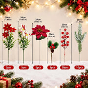 Assorted Christmas Floral Stem Set – 49 Pcs