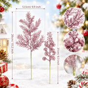 20-Piece Glitter Christmas Branch Stem Collection
