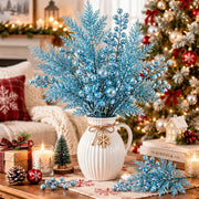 20-Piece Glitter Christmas Branch Stem Collection