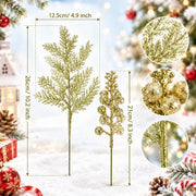 20-Piece Glitter Christmas Branch Stem Collection