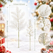 20-Piece Glitter Christmas Branch Stem Collection