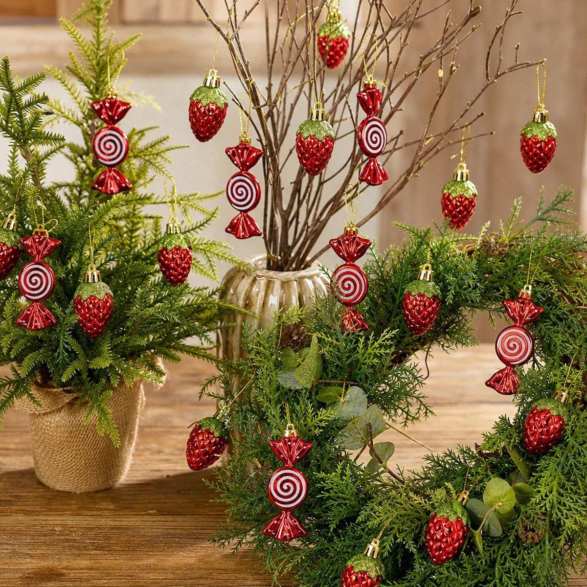 Candy Ornament Christmas Floral Pick Set