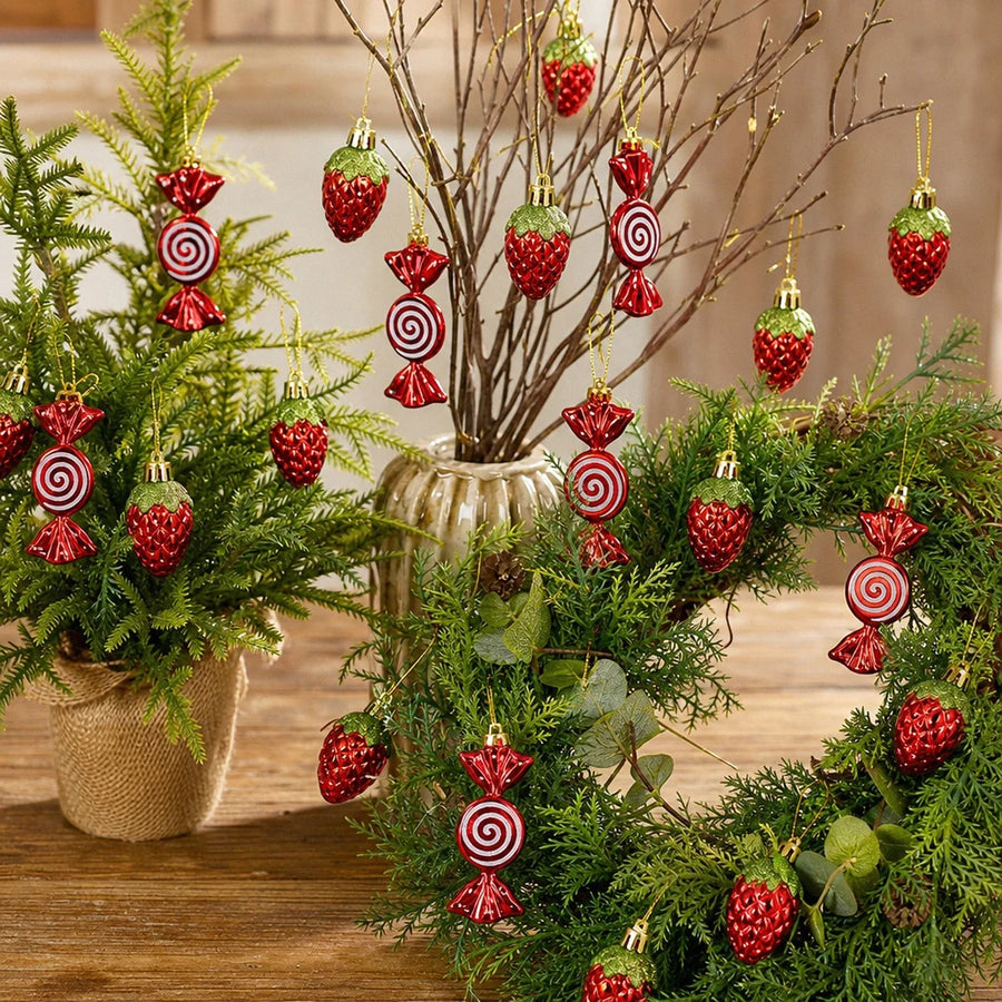 Candy Ornament Christmas Floral Pick Set – 12 Pcs