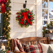 Red Poinsettia Christmas Door Wreath
