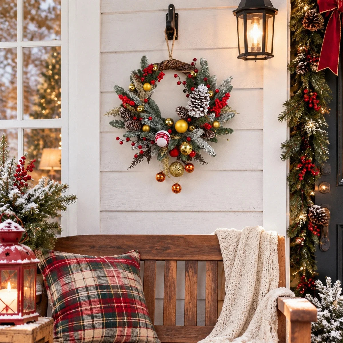 Christmas Ornament Door Wreath with Bells
