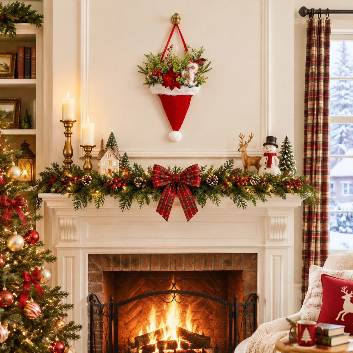 Christmas Santa Hat Hanging Floral Arrangement