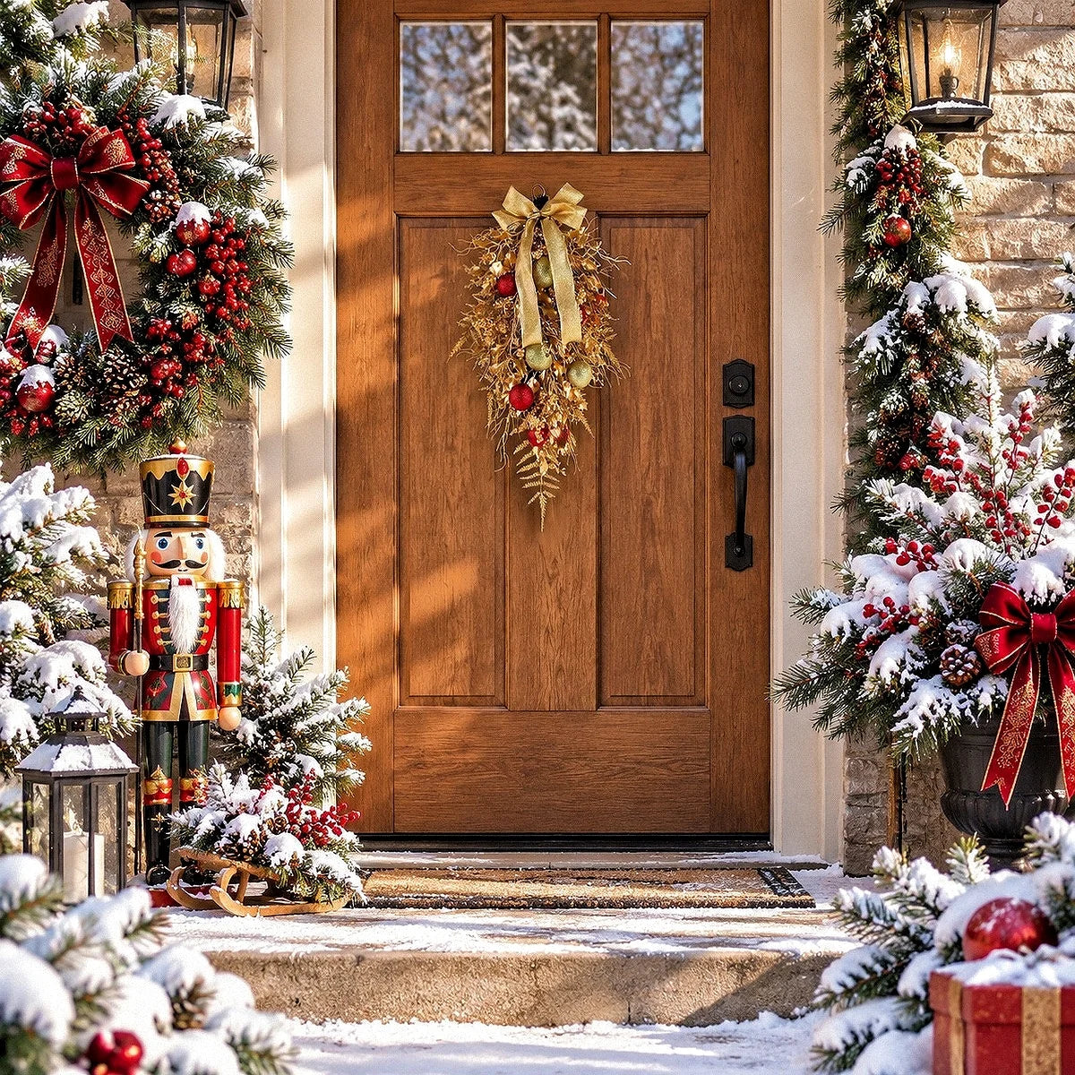 Christmas Nutcracker Teardrop Door Swag
