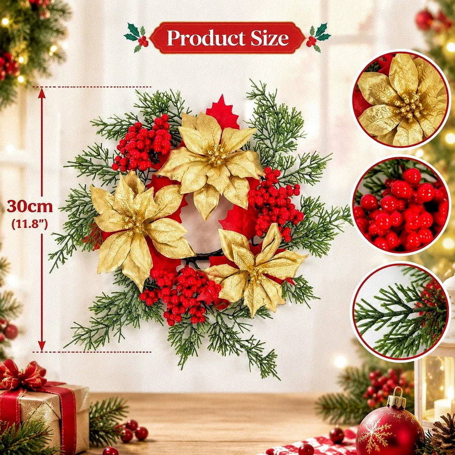 11.8-Inch Gold Poinsettia Christmas Floral Pick